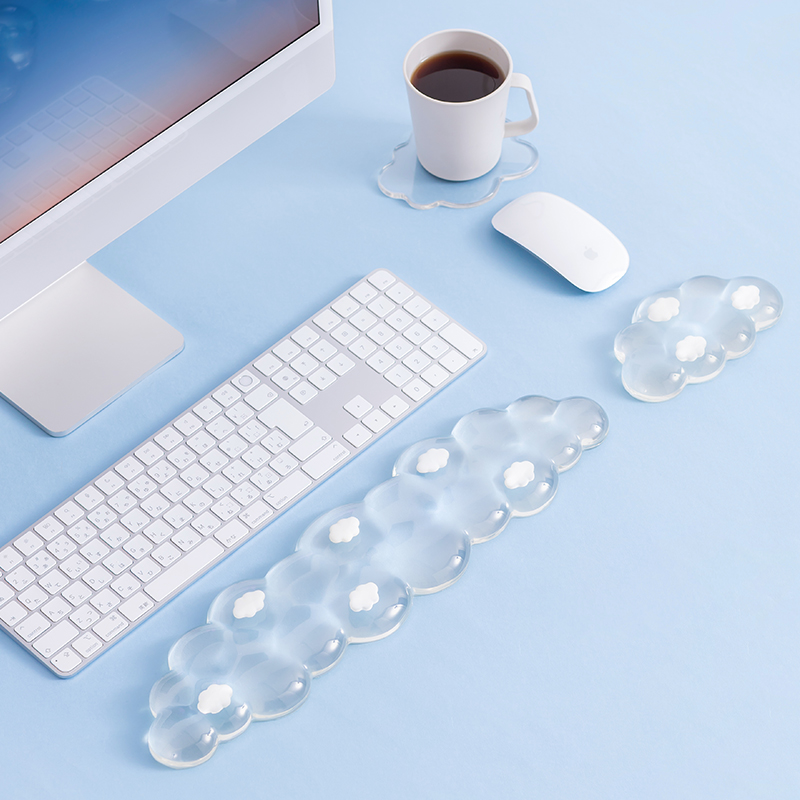 日本SANWA人体工学护腕腕托腕垫电脑键盘腕托可爱云朵三件套柔软