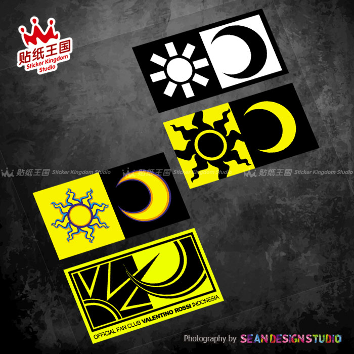 适用motpgp 车手 46号罗西 日月花 摩托车电摩电动车装饰反光贴纸