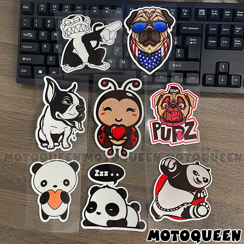 电动车贴画踏板摩托车油箱装饰卡通蜜蜂熊猫小狗爱心反光贴纸拉花