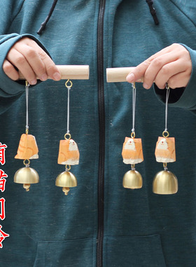 开关门可响的萌猫开门铜铃