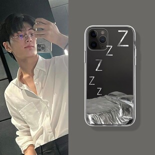 朴综星同款 适用苹果13手机壳华为p40创意opporeno8小米11镜面vivos9银色床单mate30pro荣耀60情侣nova7畅享20