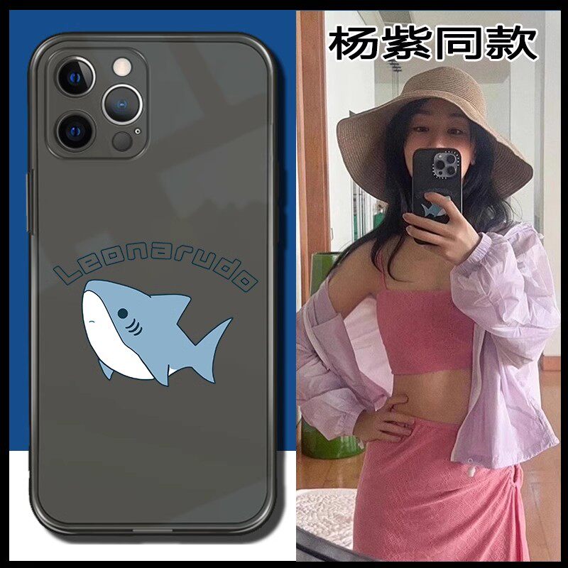 杨紫同款小鲨鱼适用苹果15手机壳华为p40可爱opporeno9红米note12pro卡通vivos7情侣mate60荣