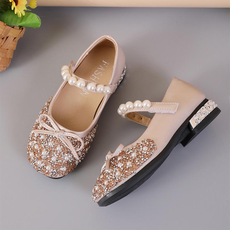 银色表演走秀模特女童水晶鞋春秋