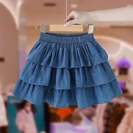 HY75女童牛仔半身裙春夏季薄款洋气蛋糕服装纸样DIY衣服裁剪图纸