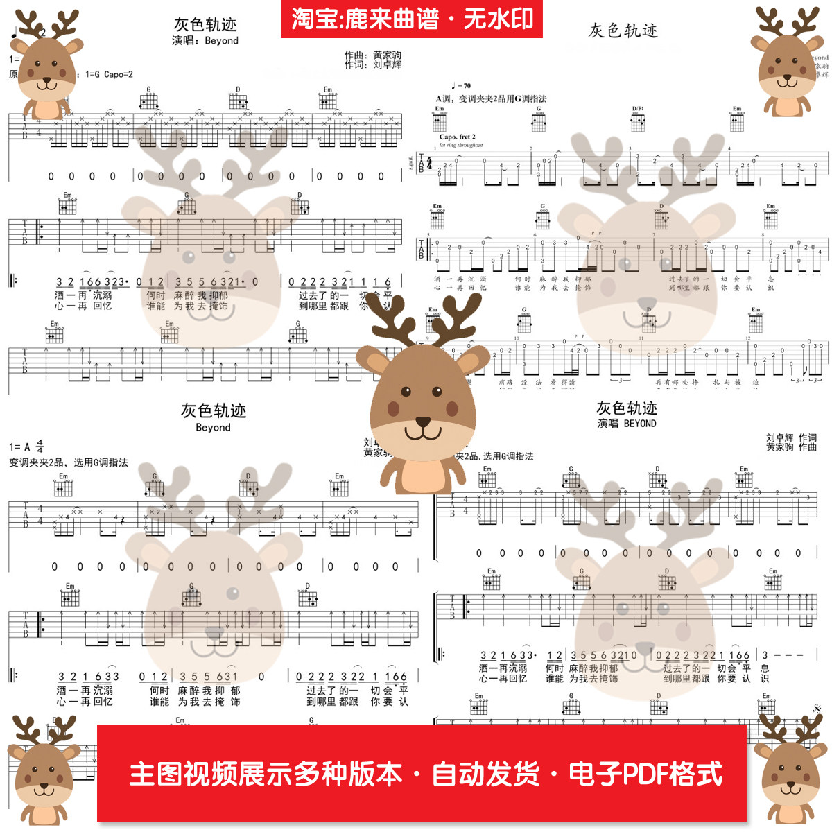 beyond 吉他谱 指弹谱 共5个版本 电子格式
