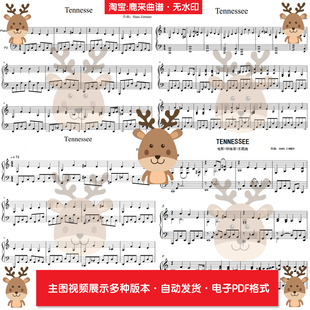 共6个版 本 钢琴谱 Tennessee 电子格式 Zimmer 钢琴简谱 Hans