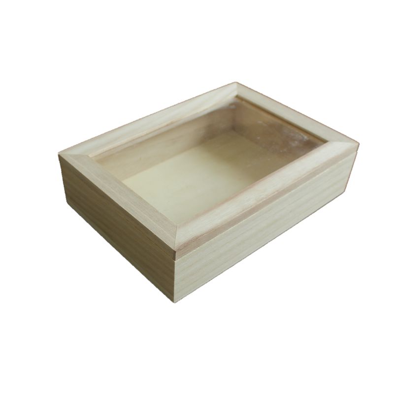 包邮特价玻璃盒子桌面收纳盒磁扣翻盖桐木收纳盒树脂画盒