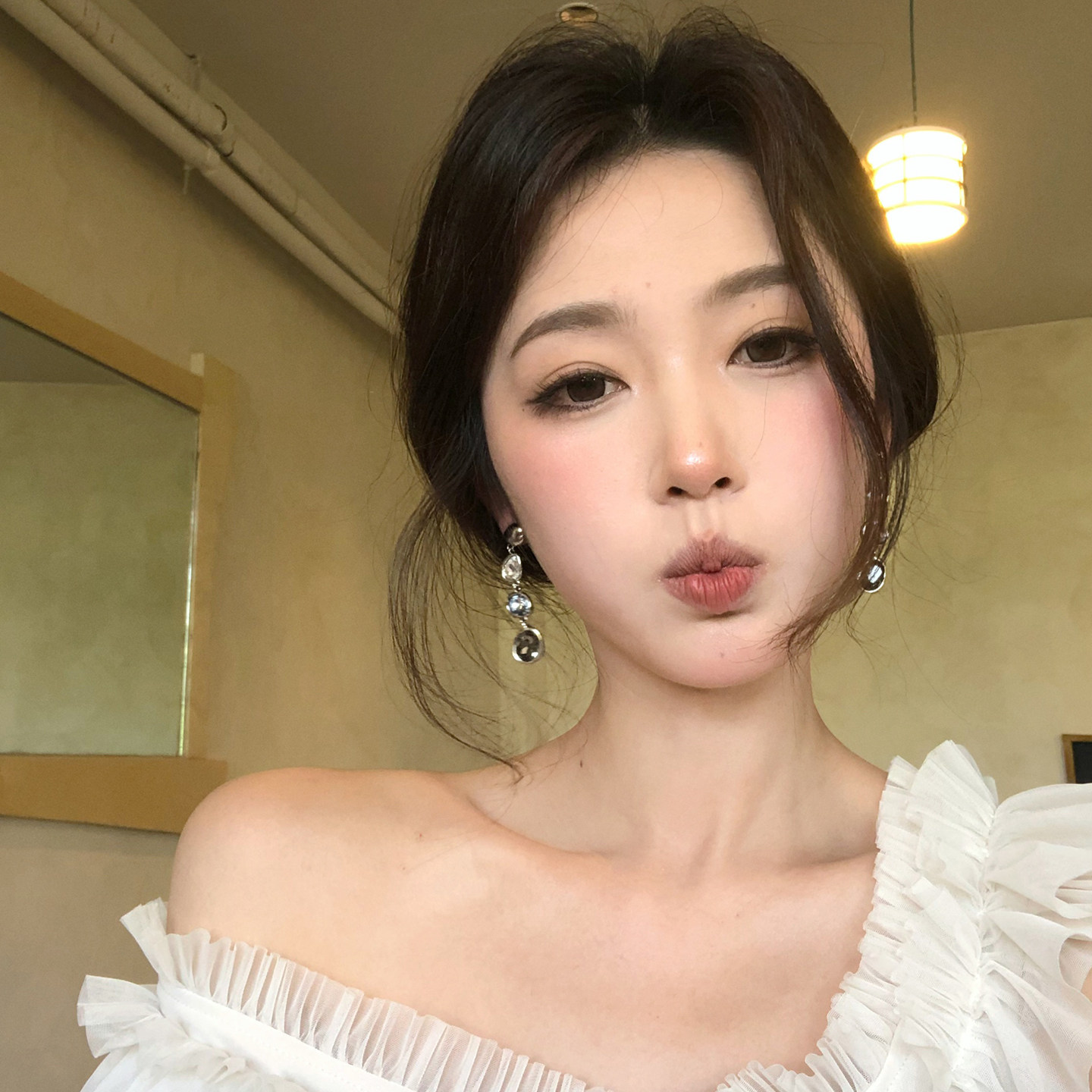 复古冷淡风高级感水滴流苏耳环轻奢彩色水钻耳坠夸张大气耳钉耳饰