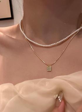 双层叠戴可分开法式气质珍珠项链