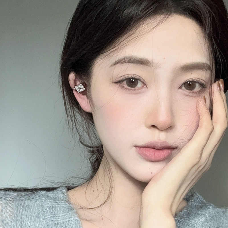 简约百搭一颗小方糖闪钻耳夹轻奢