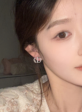 气质镶钻龙形字母CD耳环女轻奢精致独特耳钉2025年新款高级感耳饰
