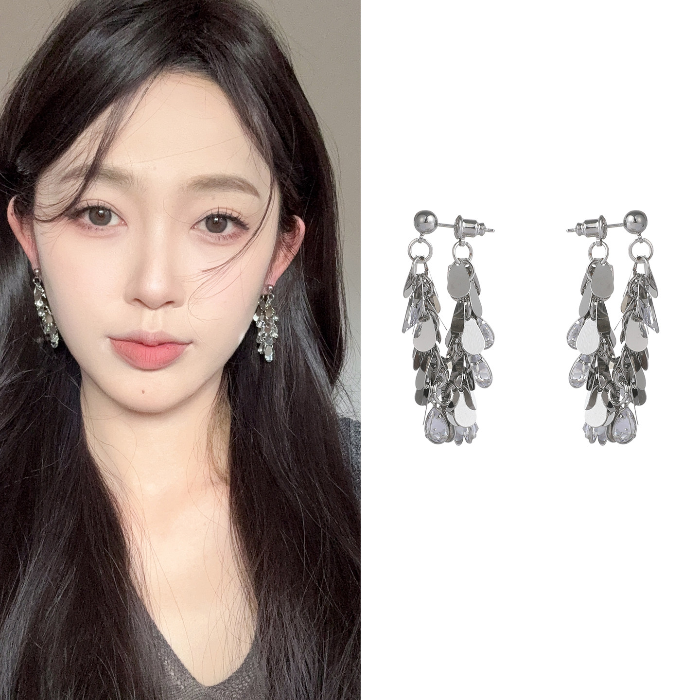 独特银色金属亮片麦穗流苏耳环女气质轻奢高级感闪钻耳钉百搭耳饰,饰品/流行首饰/时尚饰品新,耳环,淘宝优惠券,粉丝福利购,淘宝优惠卷