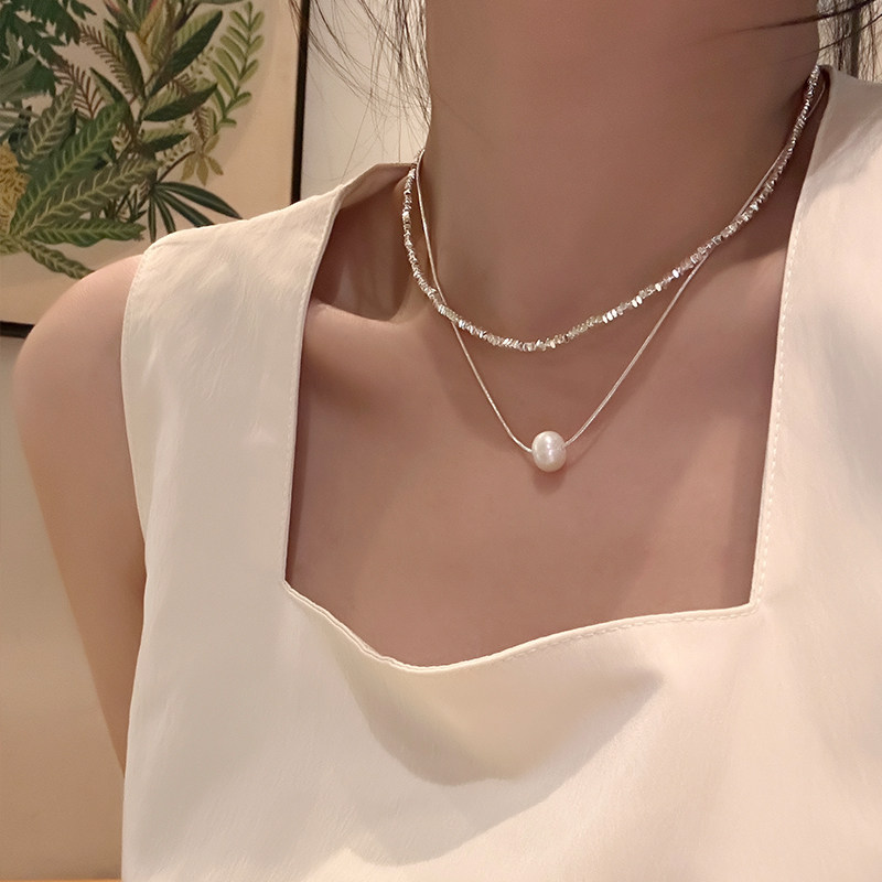 小众设计感碎银子珍珠项链优雅