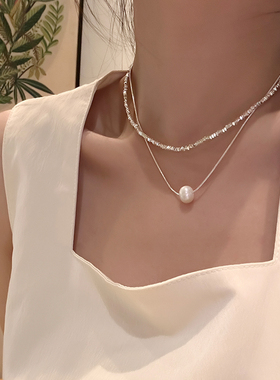小众设计感碎银子珍珠项链优雅