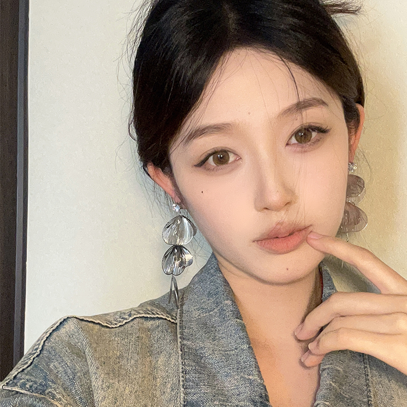 小众夸张设计感金属流苏叶子耳环2025年新款高级感耳钉复古耳饰女
