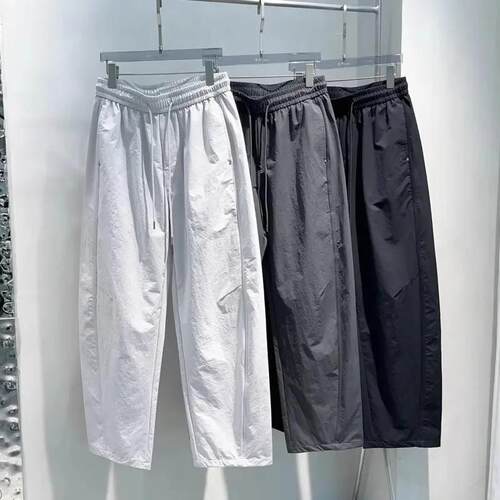 冰丝休闲裤男士夏季薄款2026新款百搭直筒阔腿长裤凉感弯刀男裤子