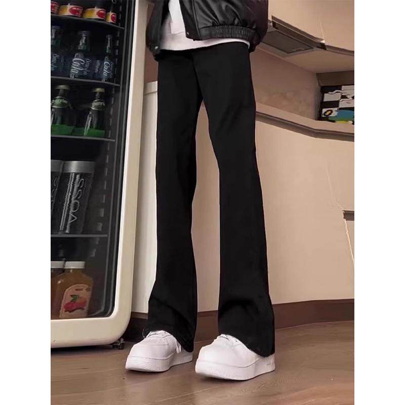 cleanfit黑色西裤垂坠感高级感男生穿搭裤子男款修身直筒微喇长裤