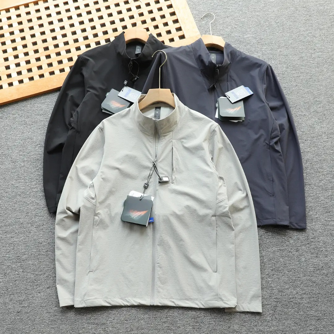 春夏季新款户外立领男士尼龙四面弹风衣壳 防晒外套 立体剪裁