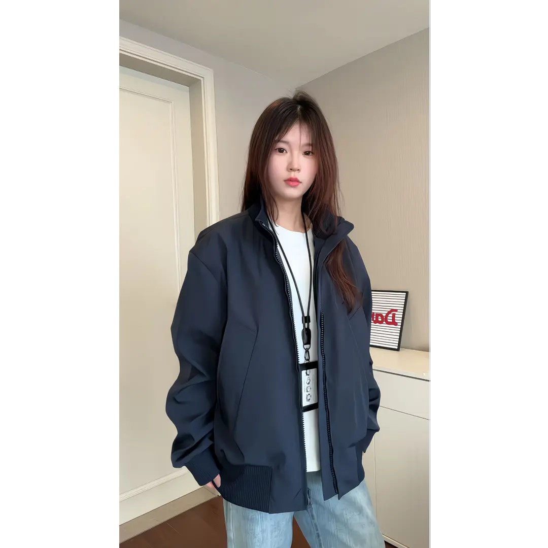 cleanfit短款外套男春秋季高街百搭立领复古潮流美式飞行员夹克