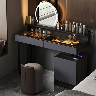 意式梳妆台收纳柜一体化妆镜