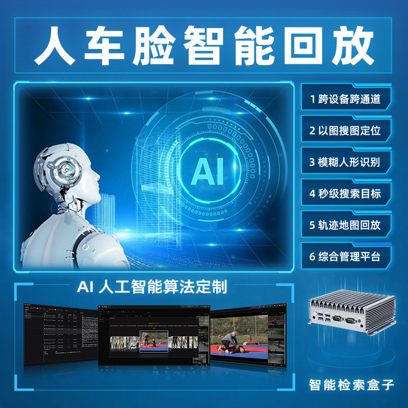 智能检索录像机AINVR人车脸识别抓拍比对以图搜图地图轨迹AI回放