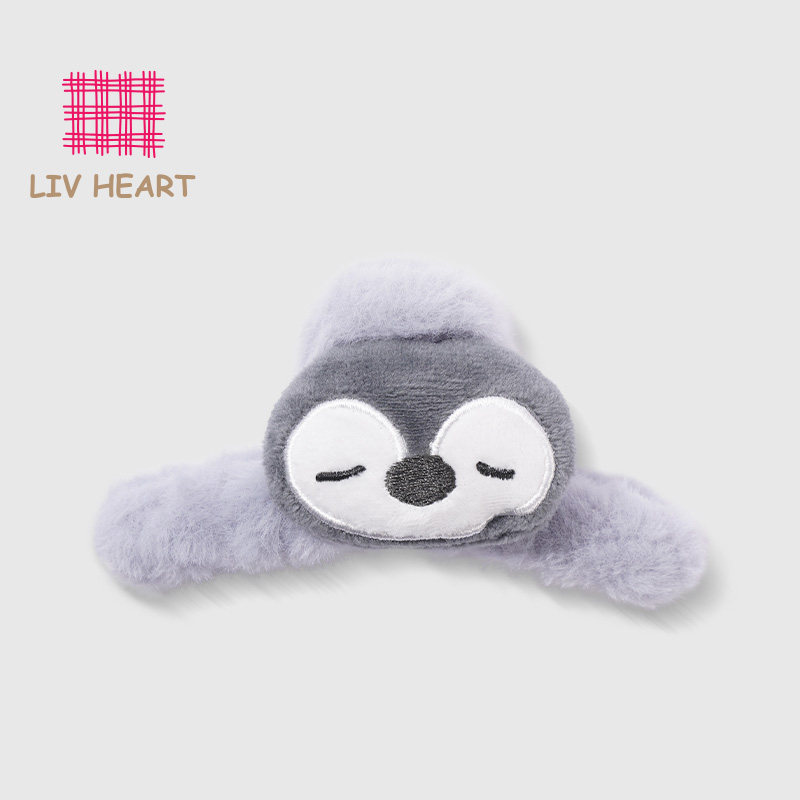 LIVHEART 水族馆的伙伴们 企鹅毛绒抓夹盘发鲨鱼夹发夹发饰