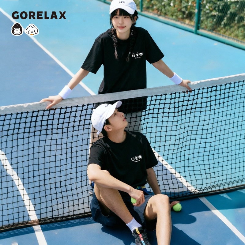 LIVHEART联名GORELAX情侣款短袖T恤男女纯棉圆领宽松印花百搭夏季
