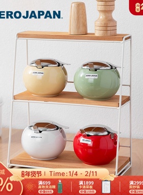 ZeroJapan日本进口陶瓷调料罐家用厨房调味瓶盐糖味精盒密封带勺