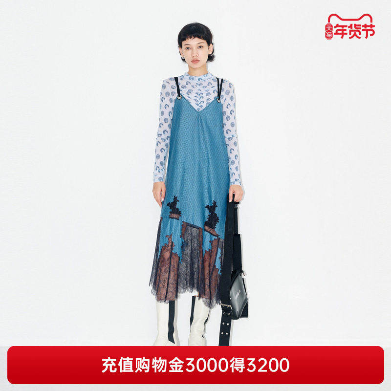 su玛丝菲尔素女秋新款复古波点印花褶皱拼接皮肤衣打底衫