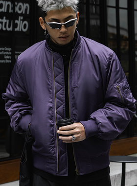 ATGM 美式复古MA1紫色飞行夹克军事风加棉保暖棒球服棉衣外套男冬