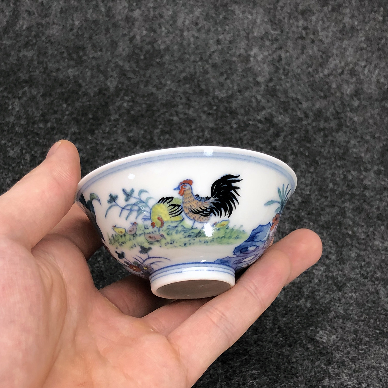 隐樵山房雍正青花斗彩鸡缸杯茶碗个人杯品茗杯主人杯薄胎粉彩青花