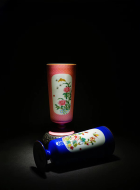 台湾粉彩瓷器花瓶摆件