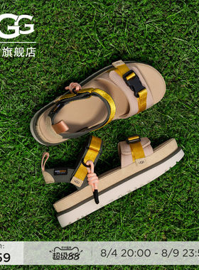 UGG露趾魔术贴搭扣休闲金星凉鞋