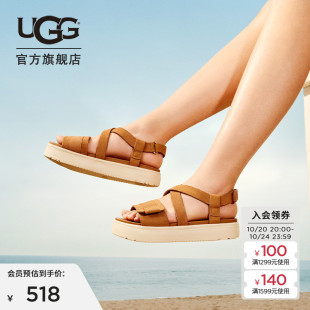 1158053 凉鞋 UGG夏季 女士休闲舒适纯色厚底露趾束带魔术贴设计时尚
