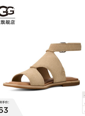 UGG露趾平跟搭扣休闲凉鞋