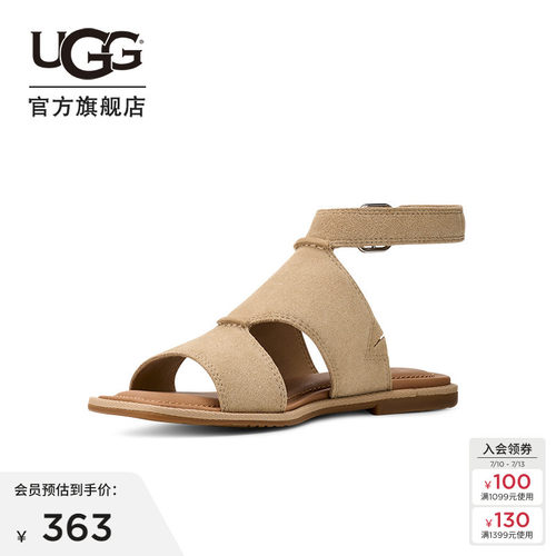 UGG露趾平跟搭扣休闲凉鞋