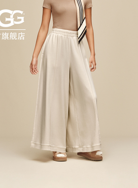 UGG春季新款女士舒适时尚纯色中腰宽松阔腿裤休闲长裤 1175152A