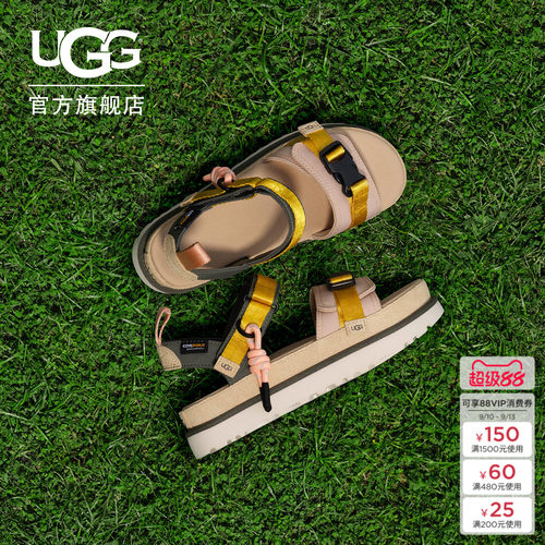 UGG露趾魔术贴搭扣休闲金星凉鞋