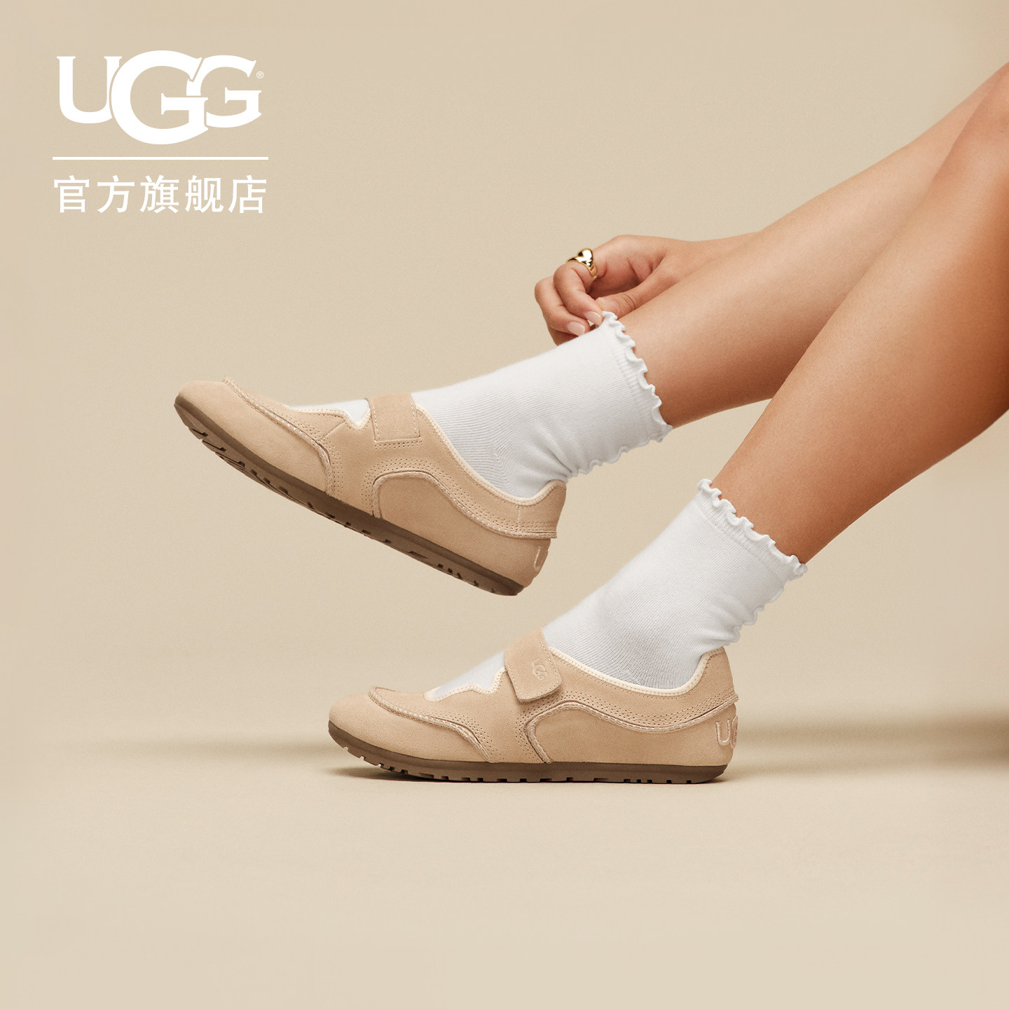 UGG时尚轻便圆头魔术贴玛丽珍鞋图片