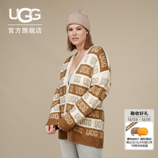 外套 上衣针织衫 1149470 女士舒适纽扣V领LOGO徽标休闲开衫 UGG秋季