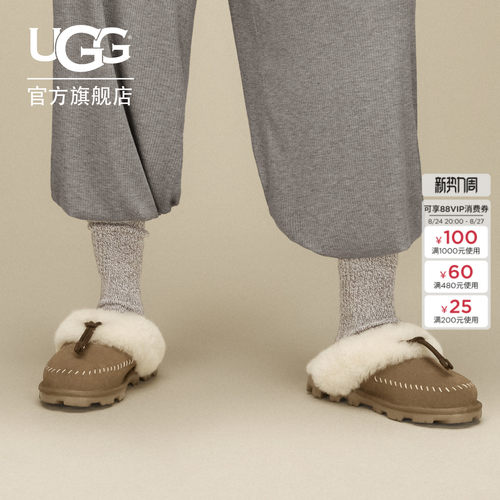 UGG舒适平底一脚蹬毛毛拖鞋