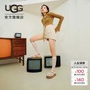 UGG春季女士休闲时尚交叉鞋面厚底舒适弹力束带毛毛凉鞋 1121550
