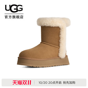 UGG冬季新款女士舒适时尚厚底毛茸翻口经典短筒毛毛雪地靴1191130