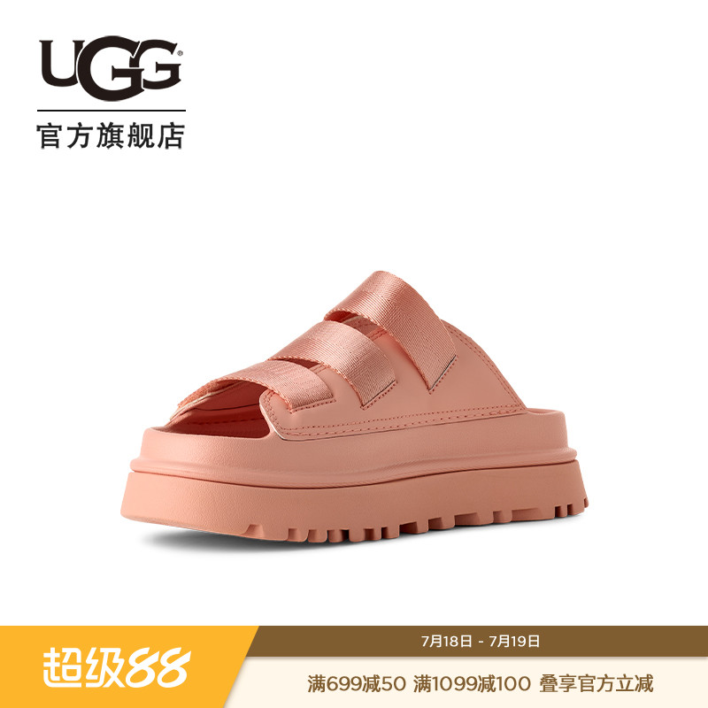 UGG厚底露趾魔术贴搭扣休闲拖鞋