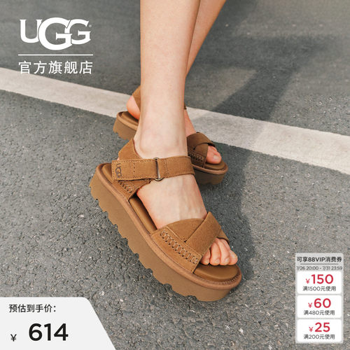 UGG厚底露趾魔术贴搭扣休闲凉鞋