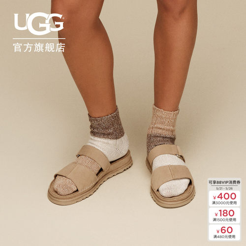 UGG露趾平底一字简约休闲拖鞋