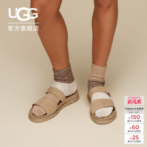 UGG露趾平底一字简约休闲拖鞋
