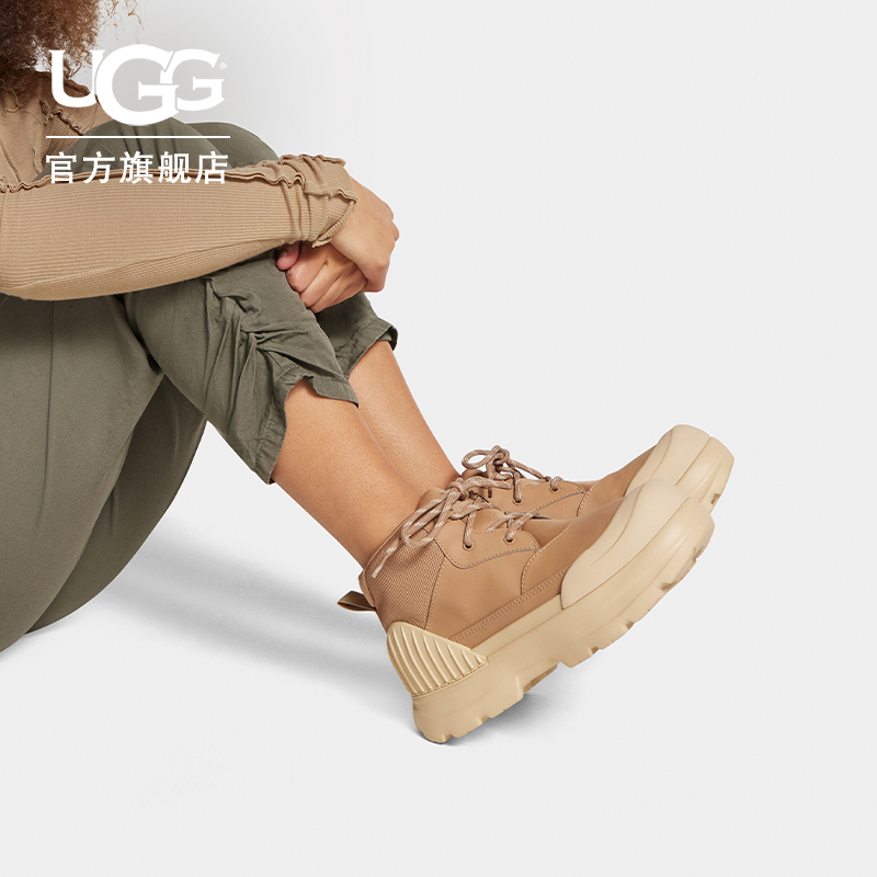 UGG春季新款女士休闲舒适厚底圆头系带短靴时尚靴 1152724