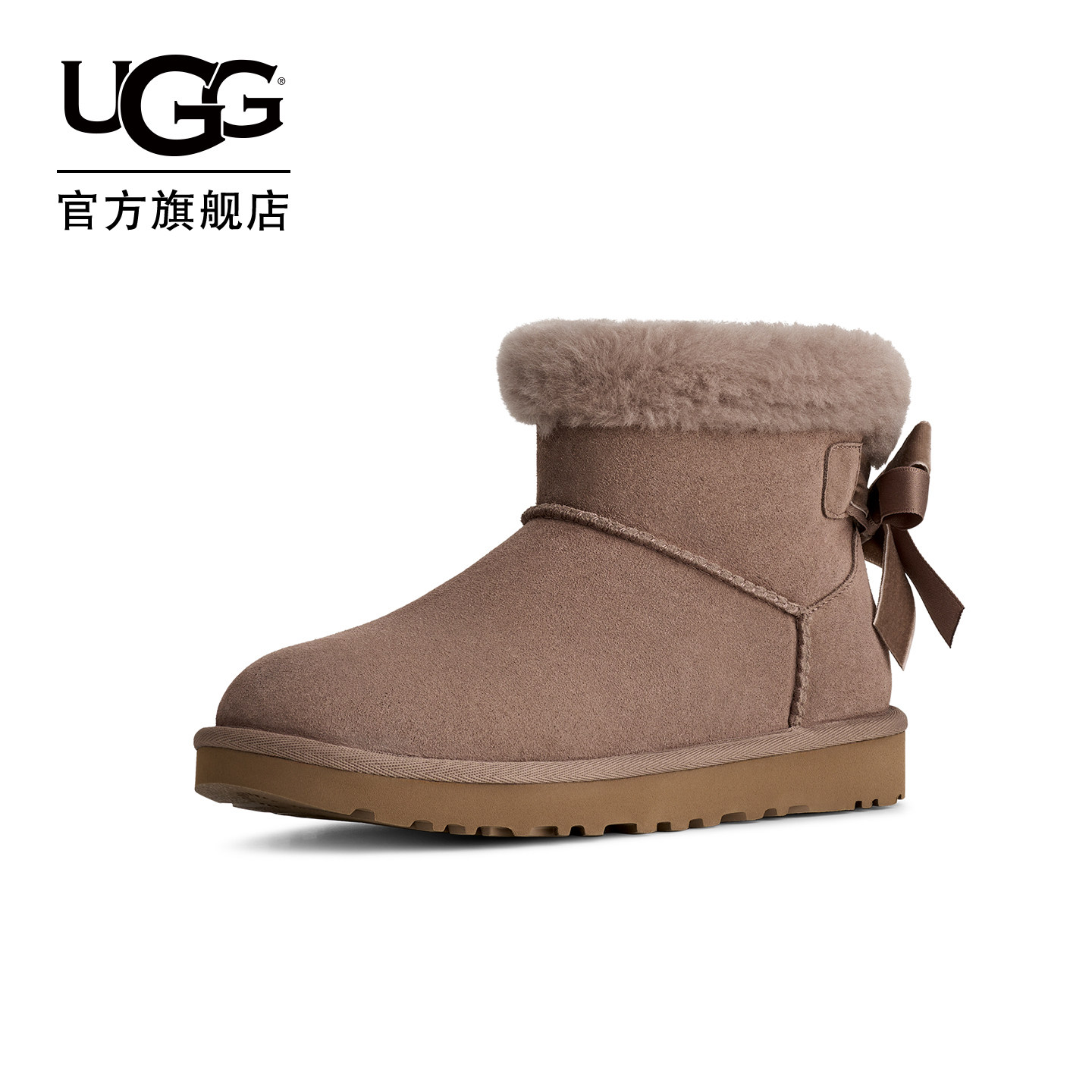 UGG新款女士舒适时尚平底纯色蝴蝶结款迷你贝莉短靴雪地靴1178790