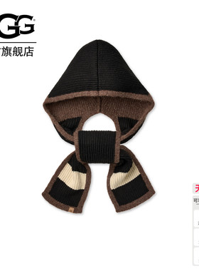 UGG柔软舒适保暖拼色连帽围巾